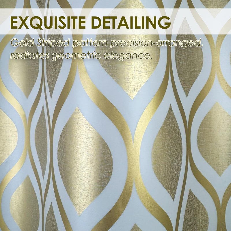 TRIMENGO Plastic Shower Curtain Liner, Gold Striped Pattern, Waterproof Printed PEVA Shower Curtain with Design, Rustproof Grommets, Standard Size 70x72 Bathtub Curtain for Bathroom (Pack of 1) - Image 4